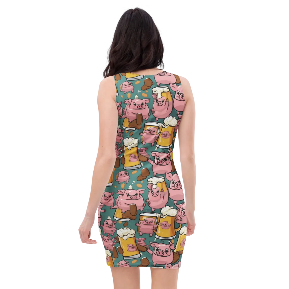 Pint-sized Porkers on Bodycon Dress — Back
