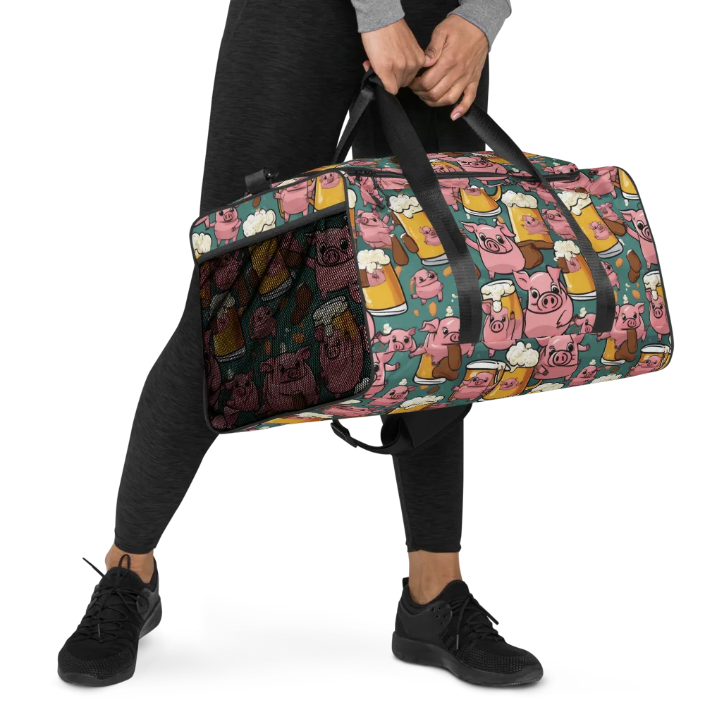 Pint-sized Porkers on Duffle Bag — Right Front