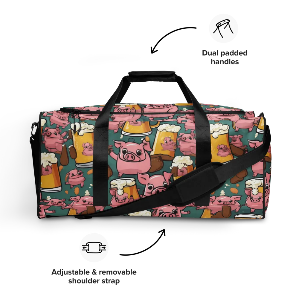 Pint-sized Porkers on Duffle Bag — Front