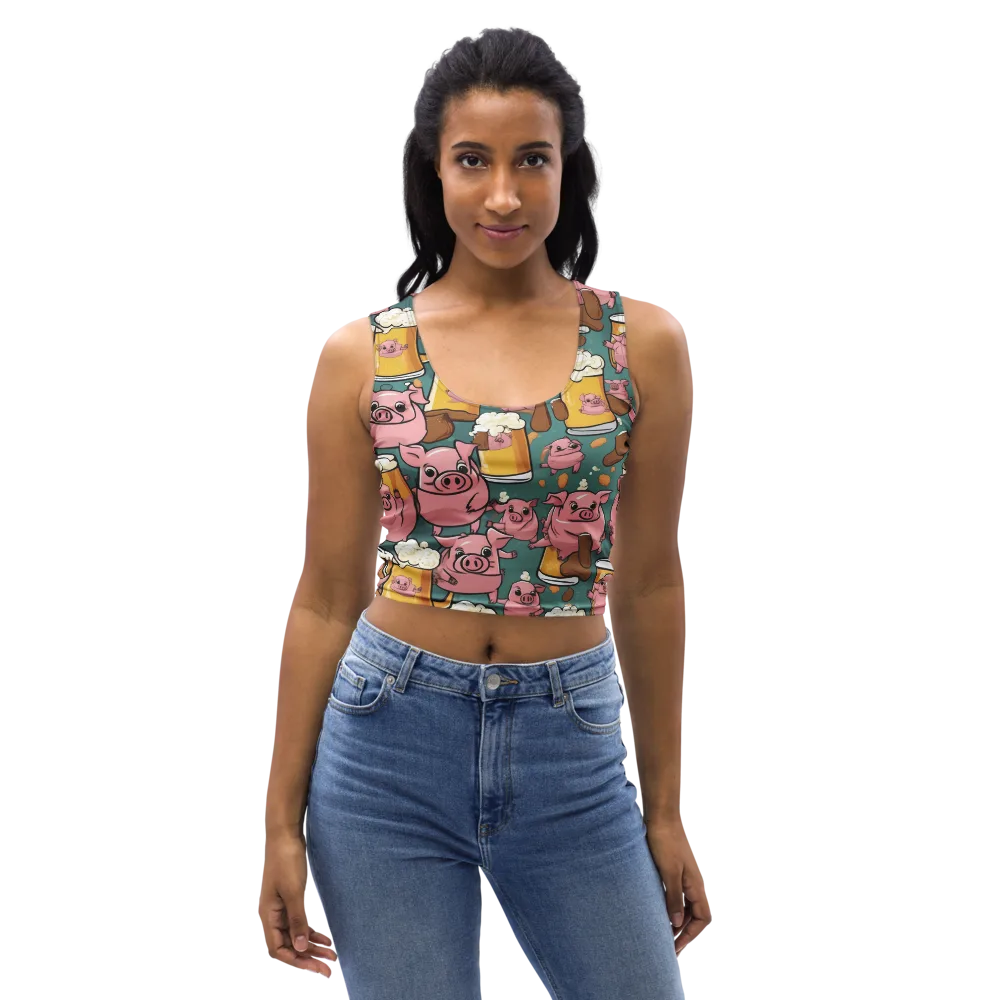 Pint-sized Porkers on Crop Top — Front