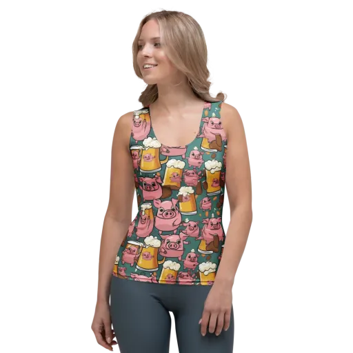 Pint-sized Porkers on a Women's Tank Top