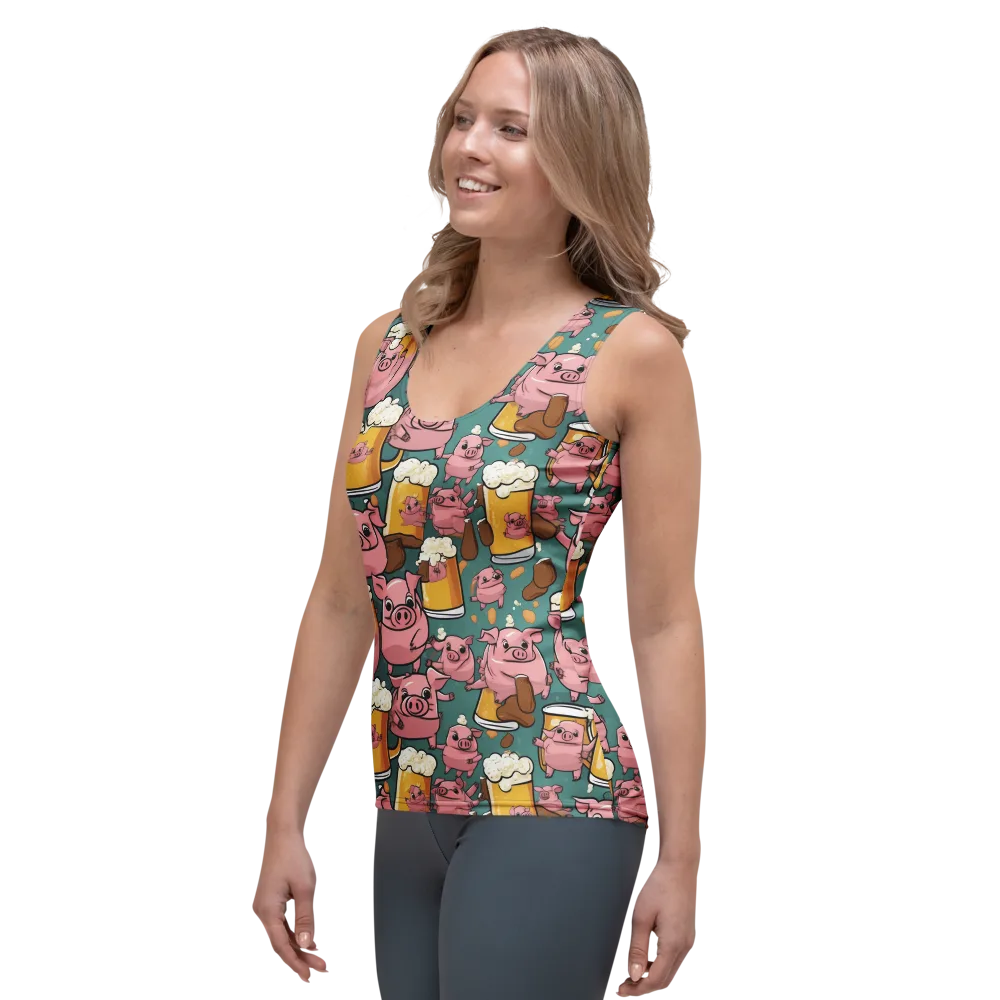 Pint-sized Porkers on Women's Tank Top — Left Front
