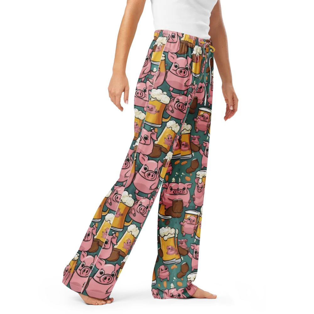 Pint-sized Porkers on Women's Pajama Pants — Right Front