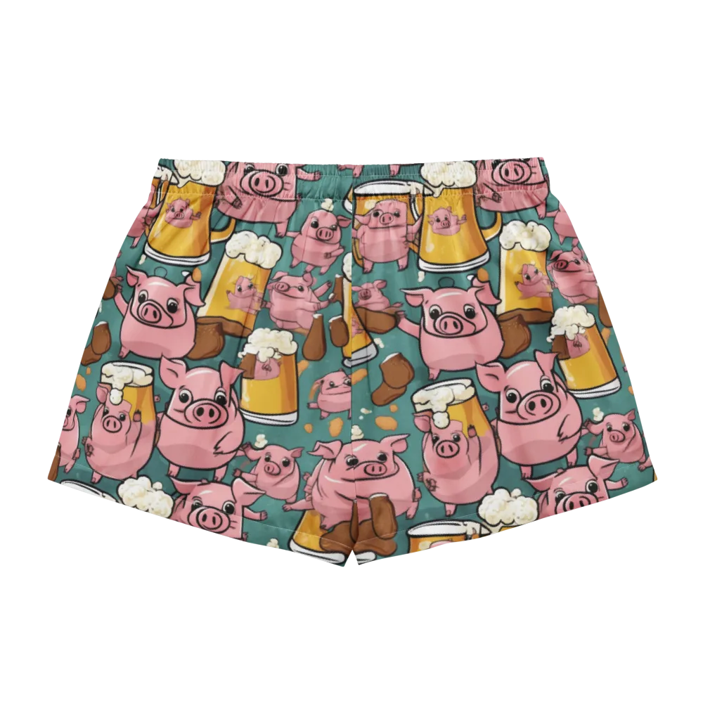 Pint-sized Porkers on Women's Pajama Shorts — Back