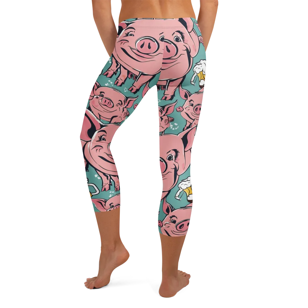 Bacon And Barley on Capri Leggings — Back