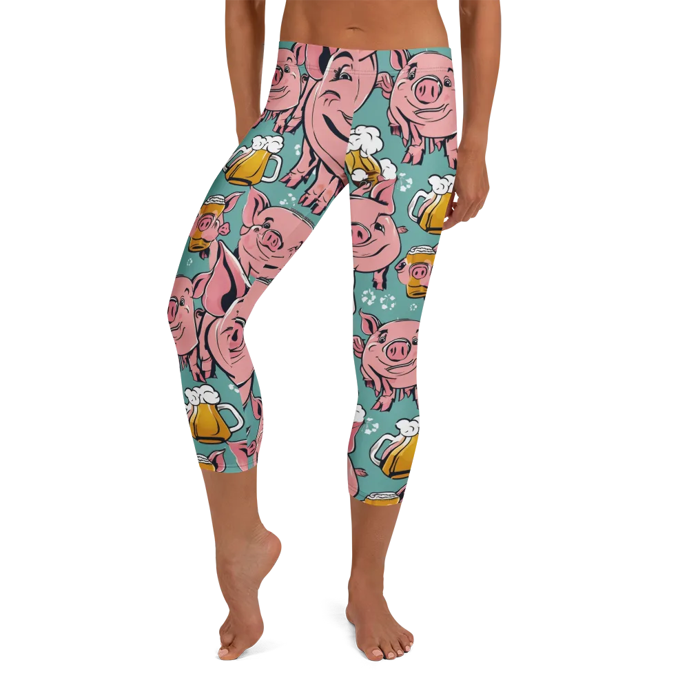 Bacon And Barley on Capri Leggings — Front