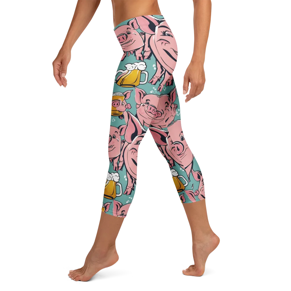 Bacon And Barley on Capri Leggings — Left