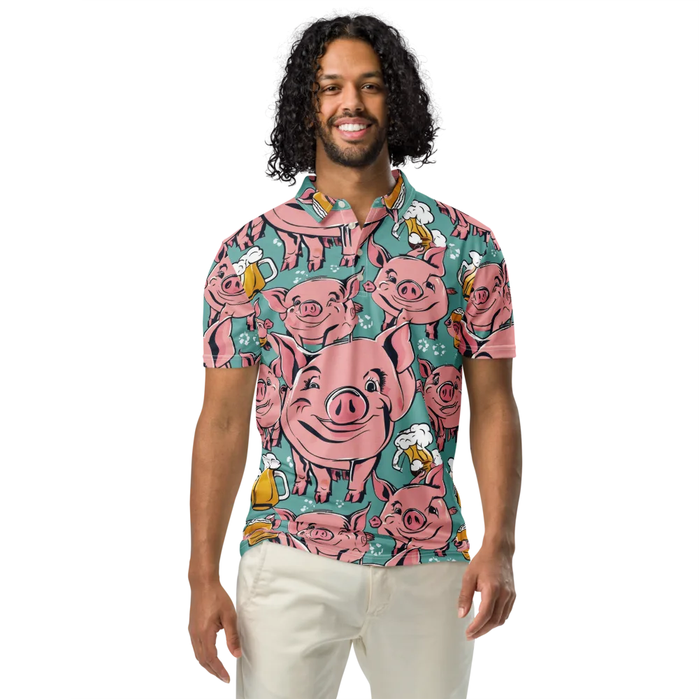 Bacon And Barley on Men's Slim Fit Polo Shirt — Front