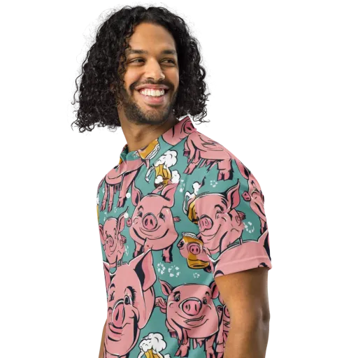 Bacon And Barley on a Men's Slim Fit Polo Shirt