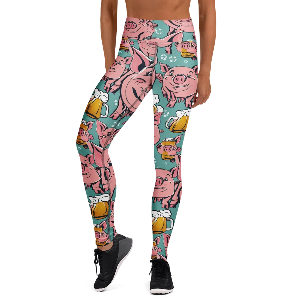 Bacon And Barley on Yoga Leggings — Front