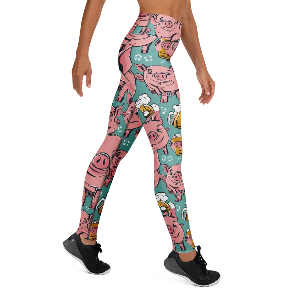 Bacon And Barley on Yoga Leggings — Right