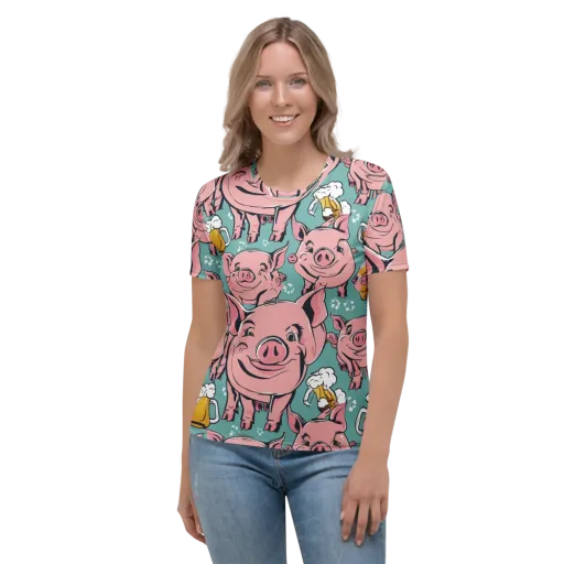 Bacon And Barley on a Women's Crew Neck T-Shirt