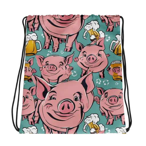 Bacon And Barley on a Drawstring Bag
