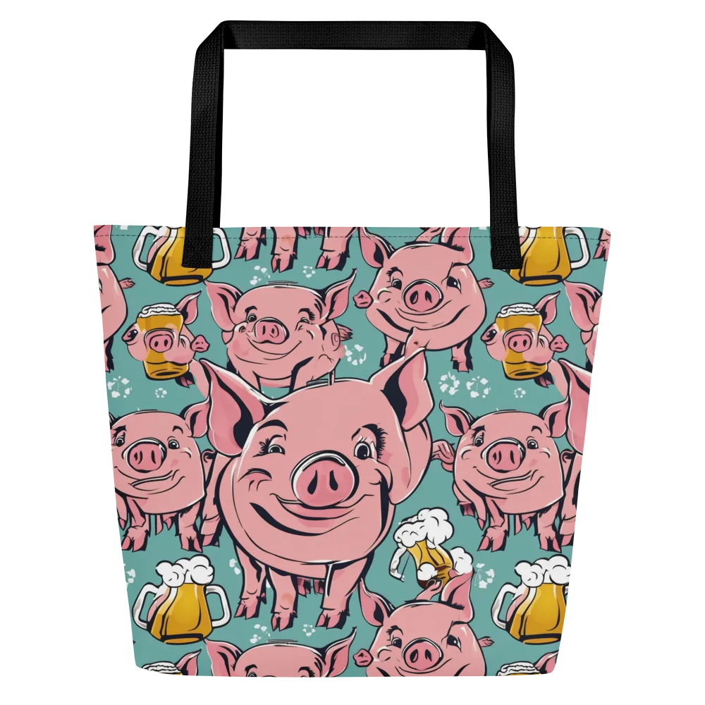 Bacon And Barley on Large Tote Bag W/ Pocket — Front