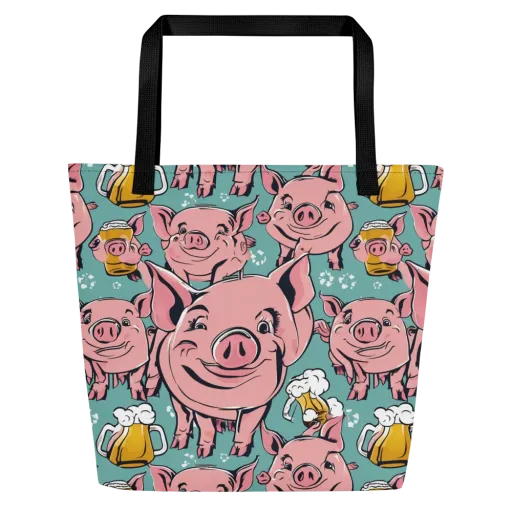 Bacon And Barley on a Large Tote Bag W/ Pocket