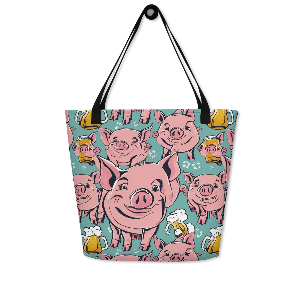 Bacon And Barley on Large Tote Bag W/ Pocket — Front