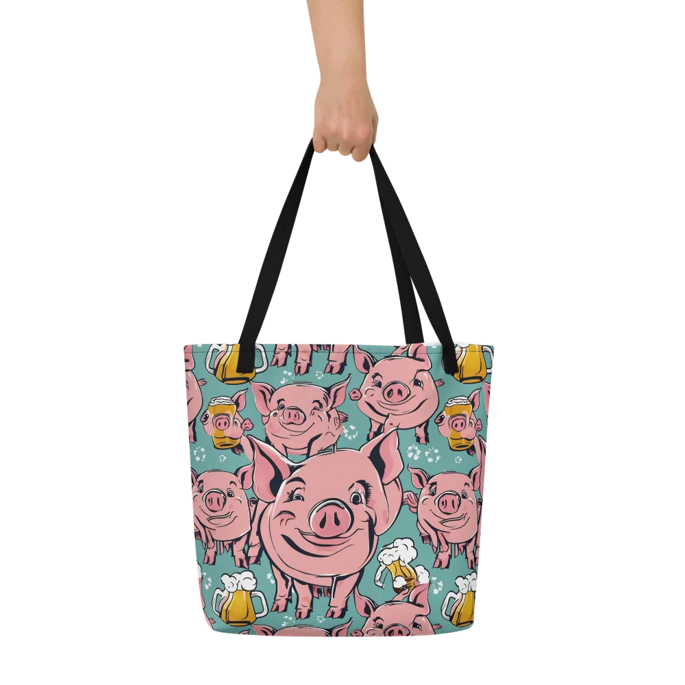 Bacon And Barley on Large Tote Bag W/ Pocket — Front