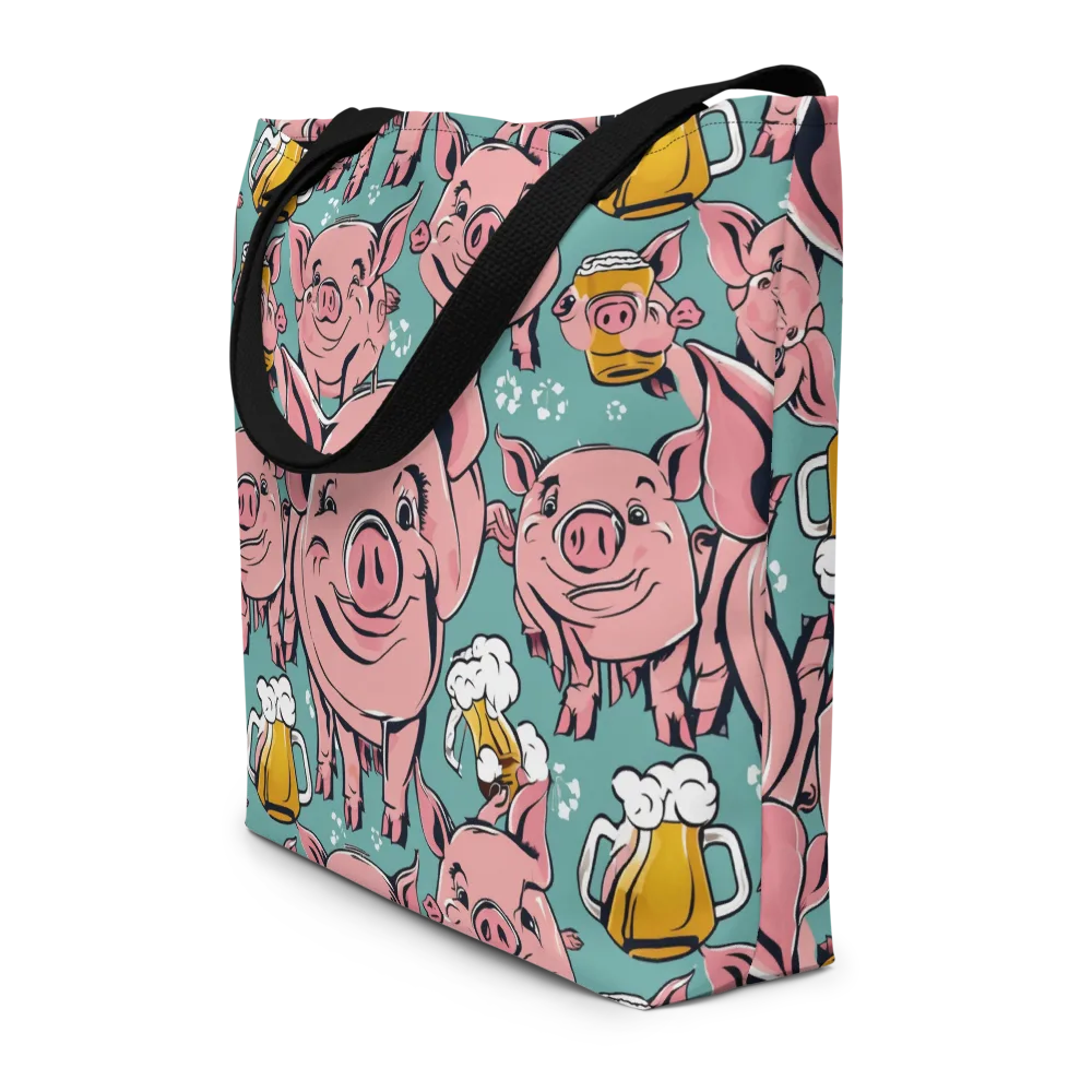 Bacon And Barley on Large Tote Bag W/ Pocket — Front