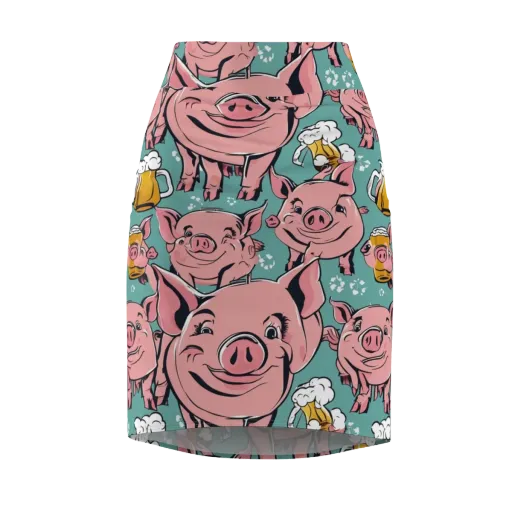 Bacon And Barley on a Pencil Skirt
