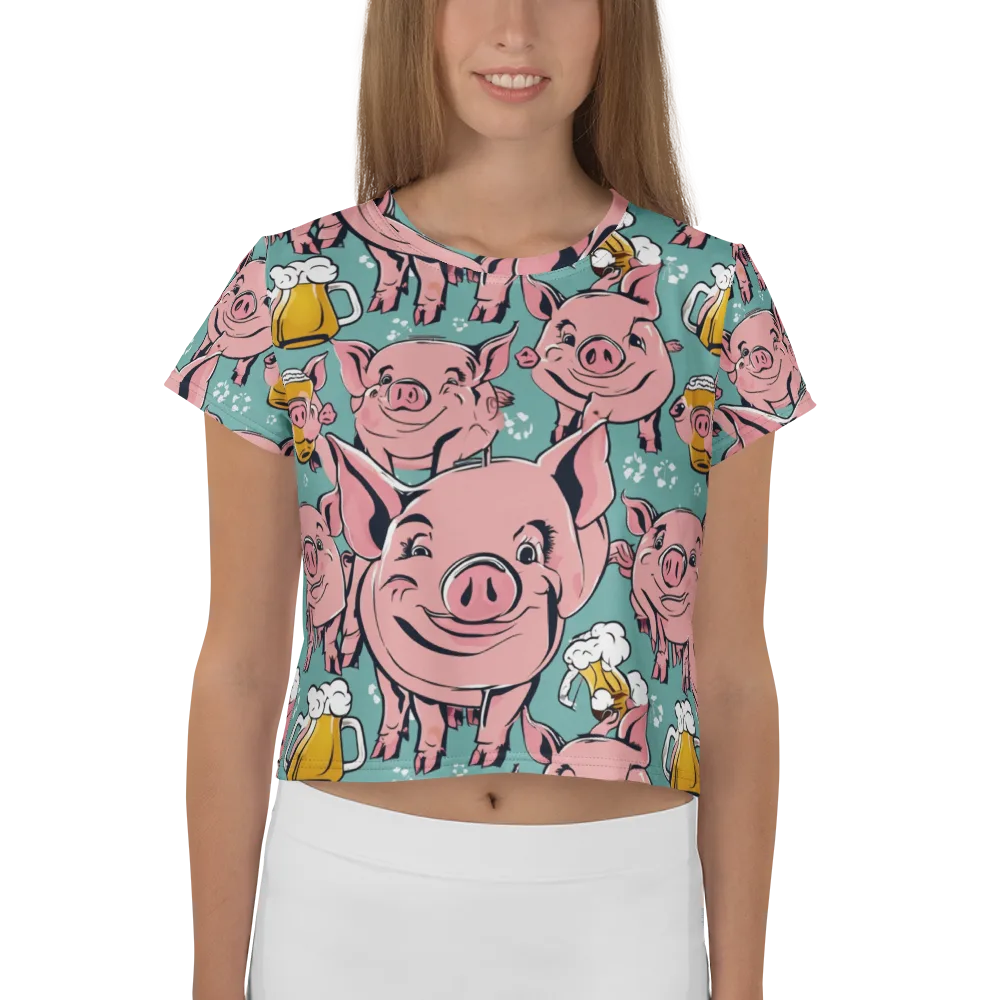 Bacon And Barley on Crop Tee — Front