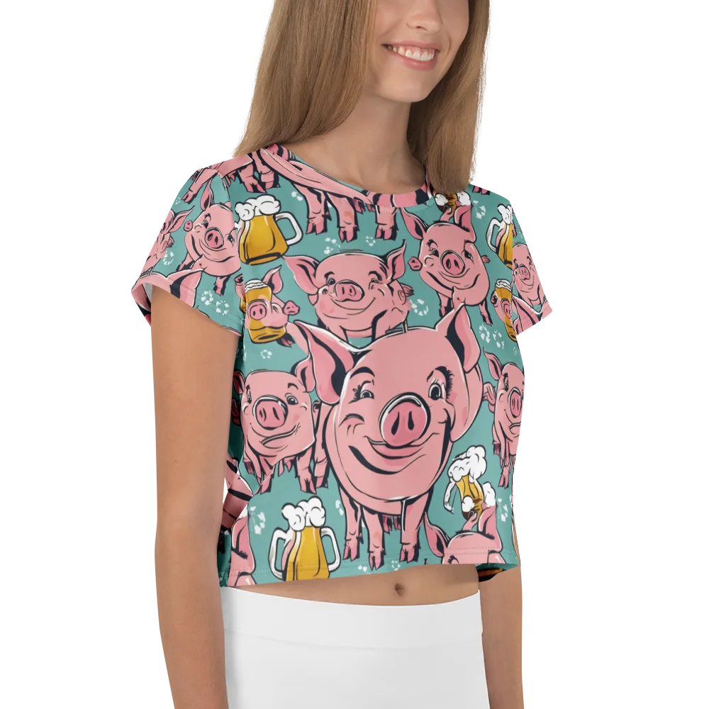 Bacon And Barley on Crop Tee — Right