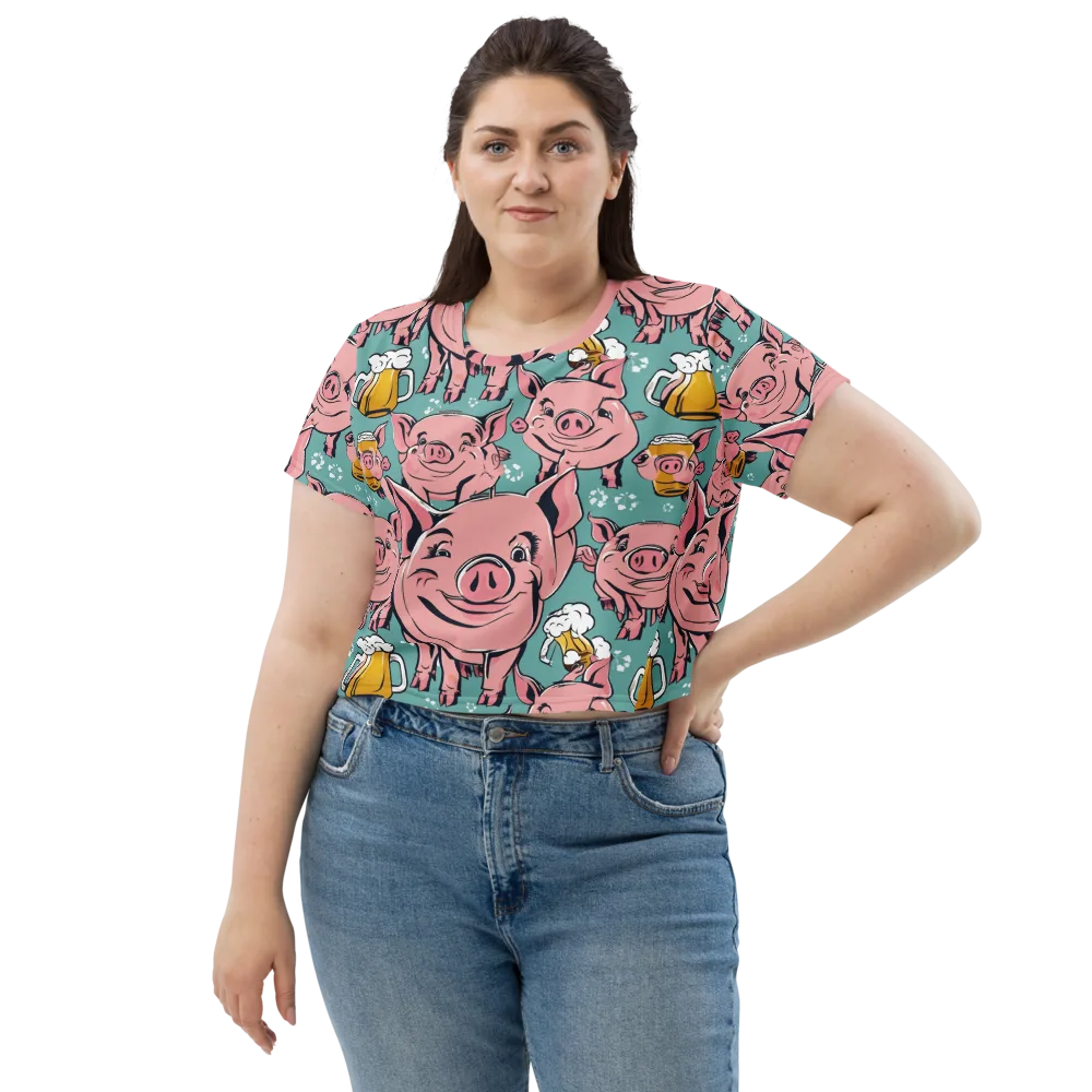 Bacon And Barley on Crop Tee — Front