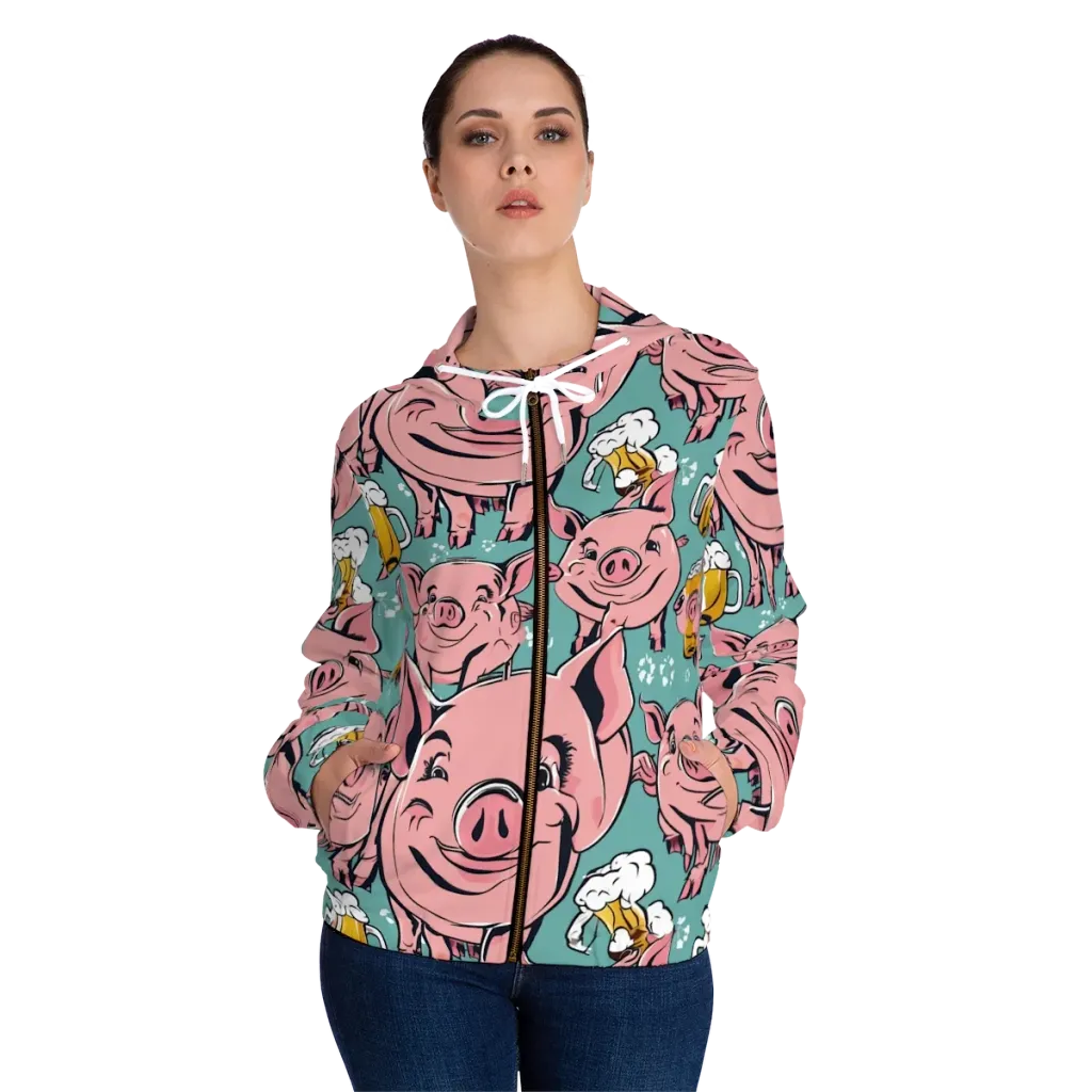 Bacon And Barley on Women's Full-Zip Hoodie — Front On Person