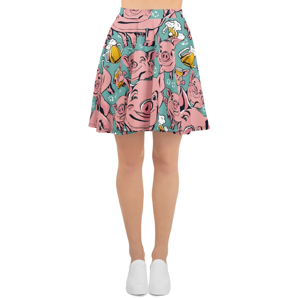 Bacon And Barley on Skater Skirt — Front