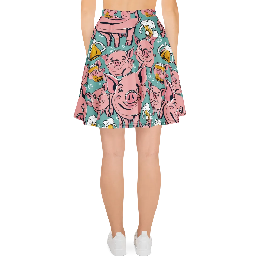 Bacon And Barley on Skater Skirt — Back