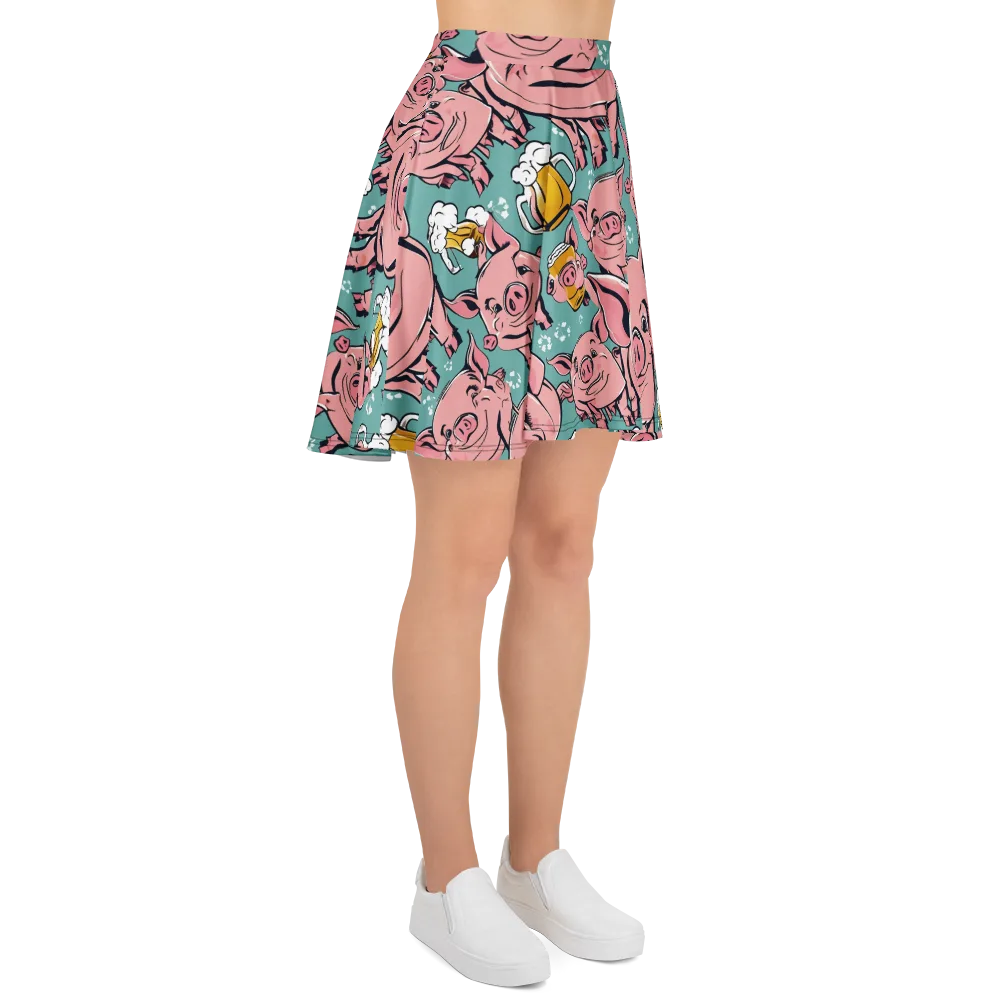 Bacon And Barley on Skater Skirt — Right