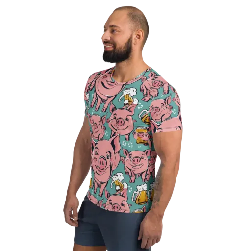 Bacon And Barley on a Men's Athletic T-Shirt