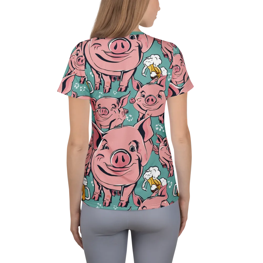 Bacon And Barley on Women's Athletic T-Shirt — Back