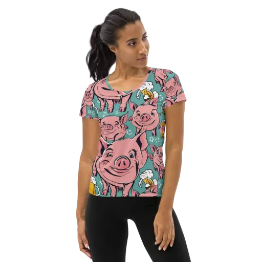Bacon And Barley on a Women's Athletic T-Shirt
