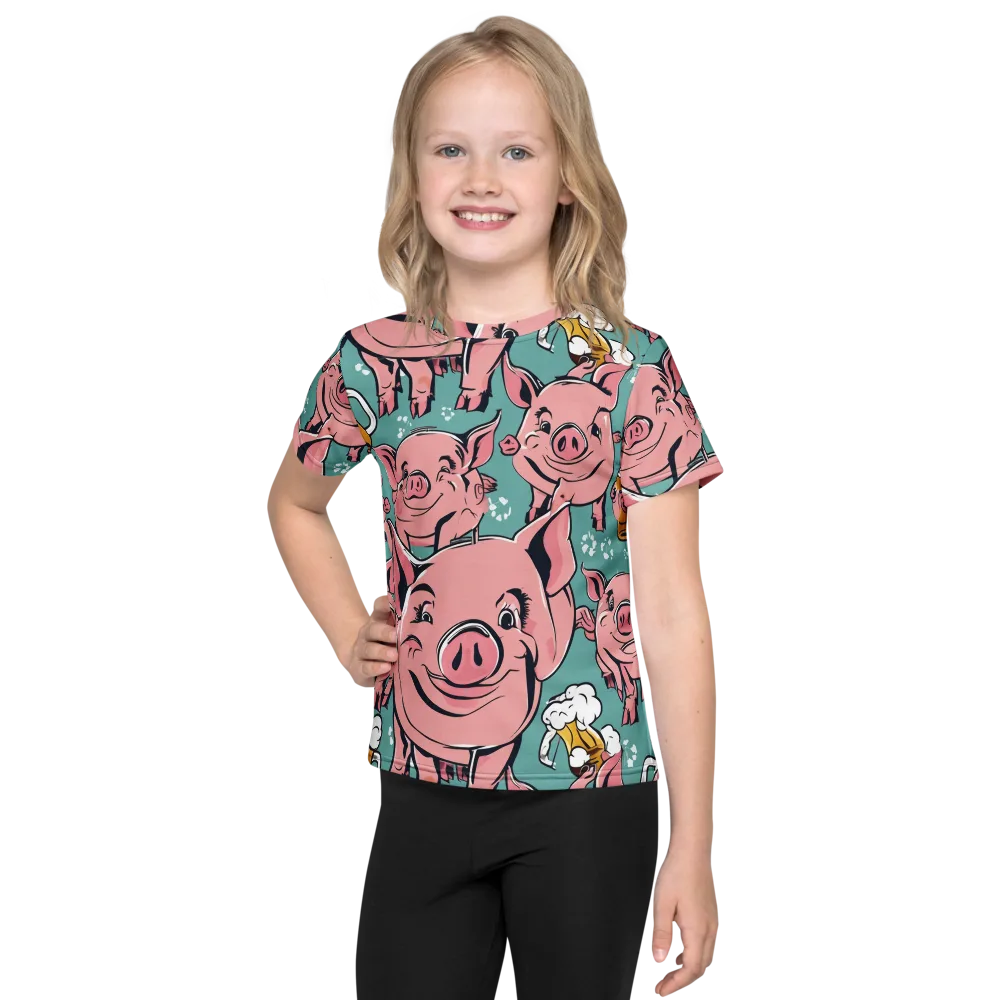 Bacon And Barley on Kids Crew Neck T-Shirt — Front