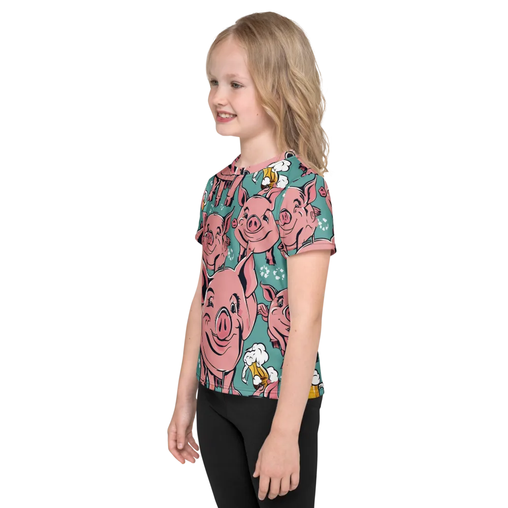 Bacon And Barley on Kids Crew Neck T-Shirt — Left