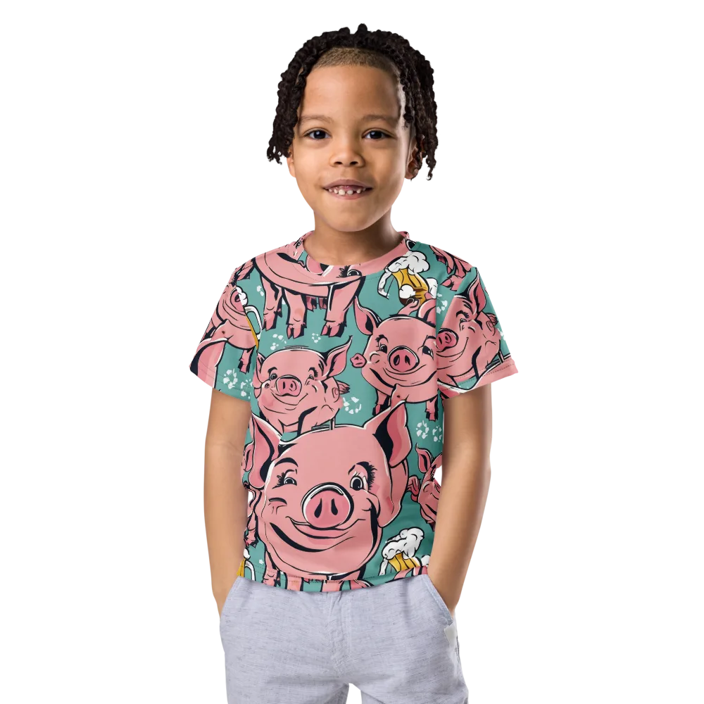 Bacon And Barley on Kids Crew Neck T-Shirt — Front