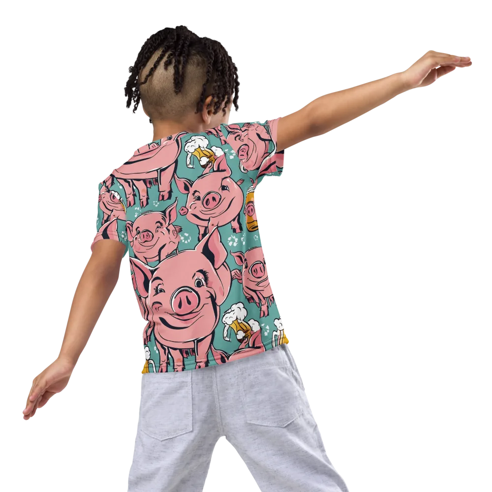 Bacon And Barley on Kids Crew Neck T-Shirt — Back