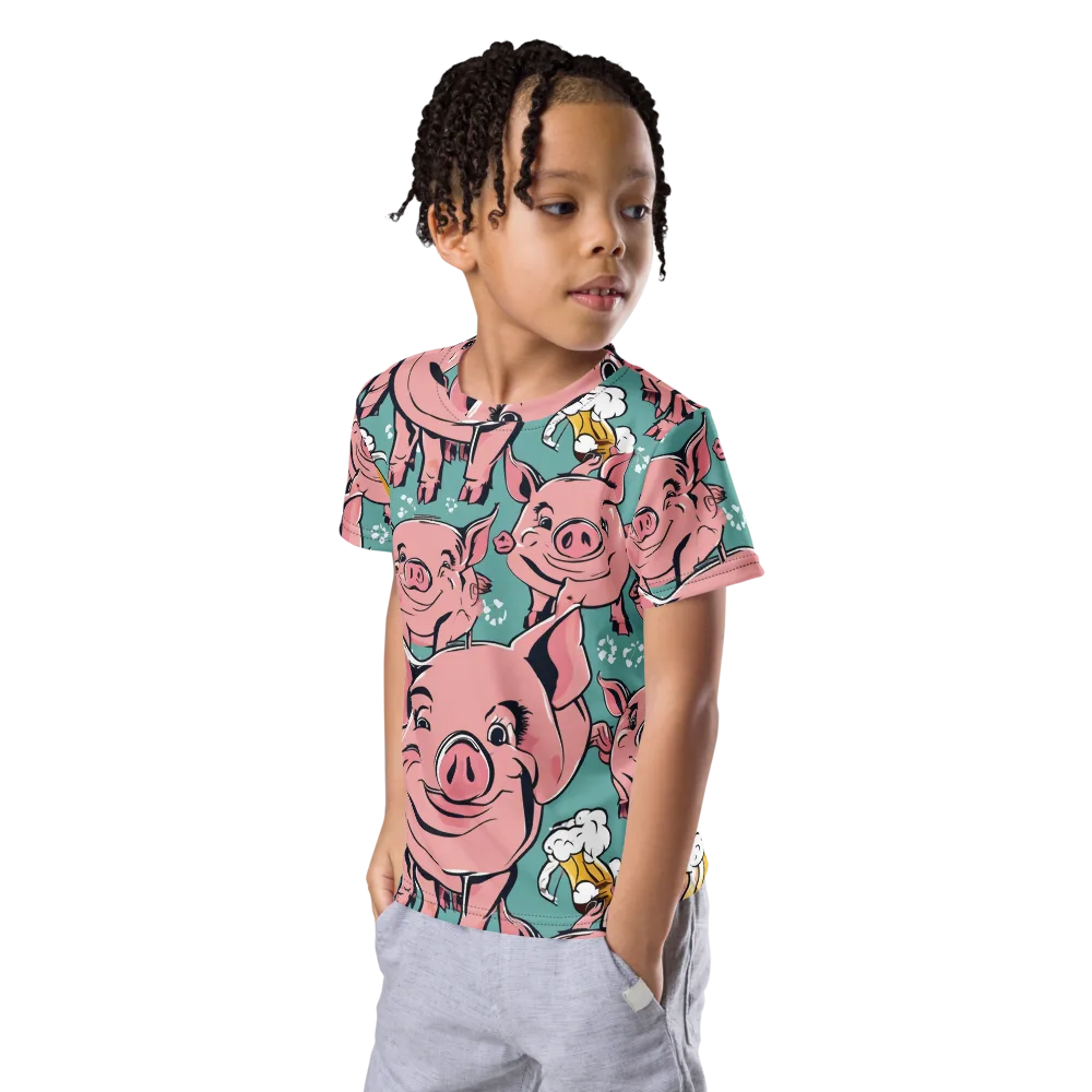 Bacon And Barley on Kids Crew Neck T-Shirt — Left Front