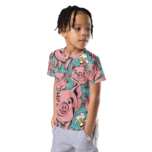 Bacon And Barley on a Kids Crew Neck T-Shirt