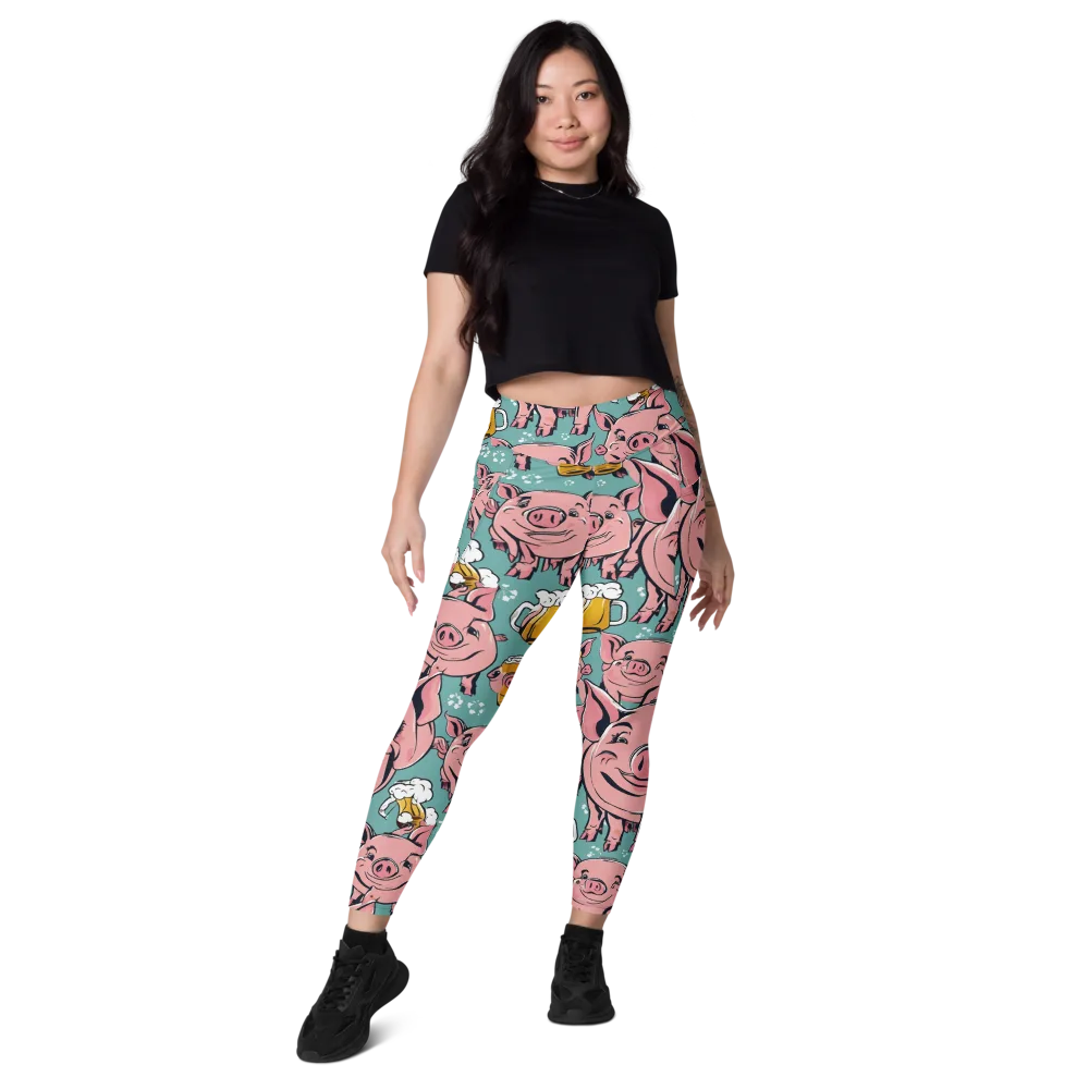 Bacon And Barley on Leggings with Pockets — Front