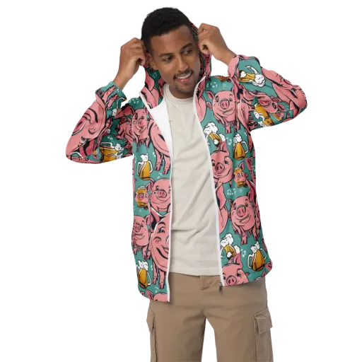 Bacon And Barley on a Men's Windbreaker