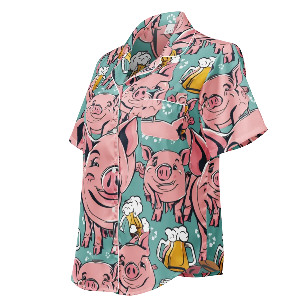 Bacon And Barley on Women's Short Sleeve Pajama Top — Left Front