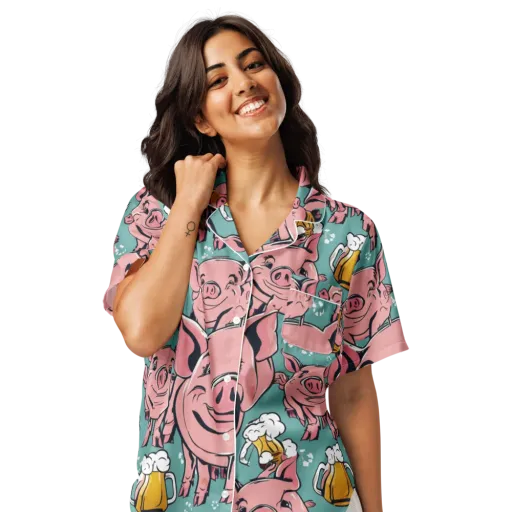 Bacon And Barley on a Women's Short Sleeve Pajama Top
