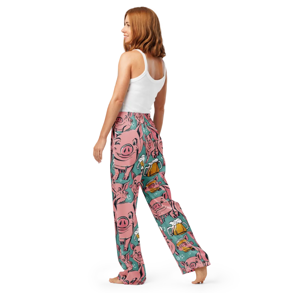 Bacon And Barley on Women's Pajama Pants — Back