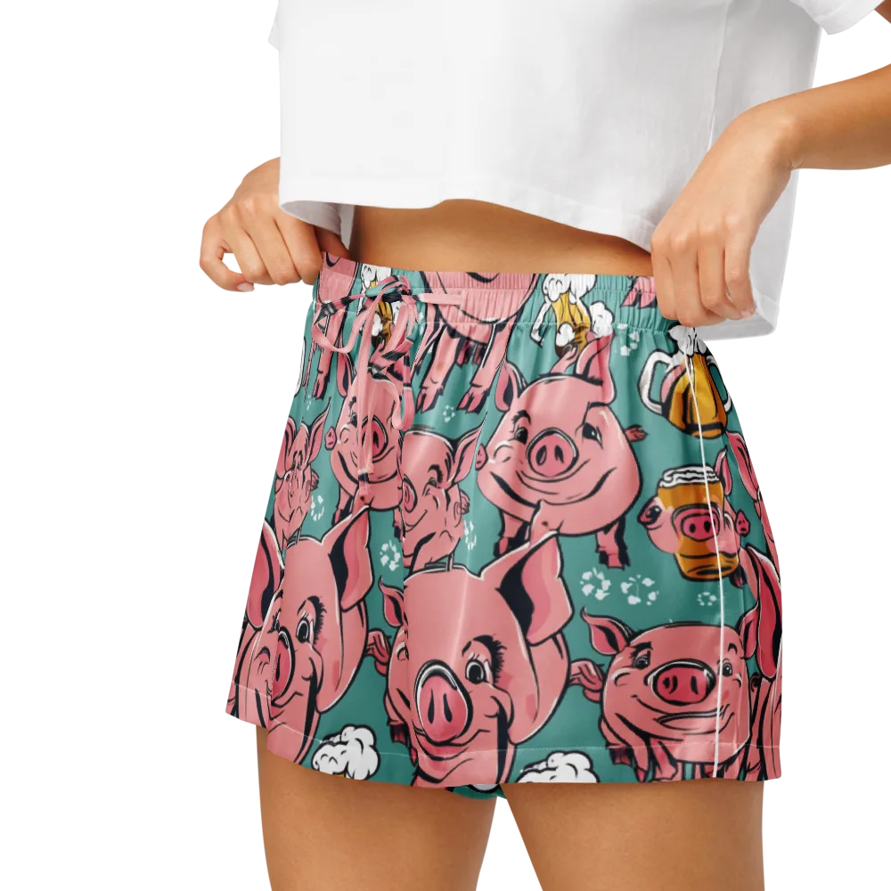 Bacon And Barley on Women's Pajama Shorts — Left