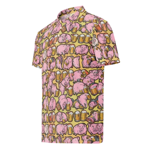 Brew And Oink on a Men's Slim Fit Polo Shirt