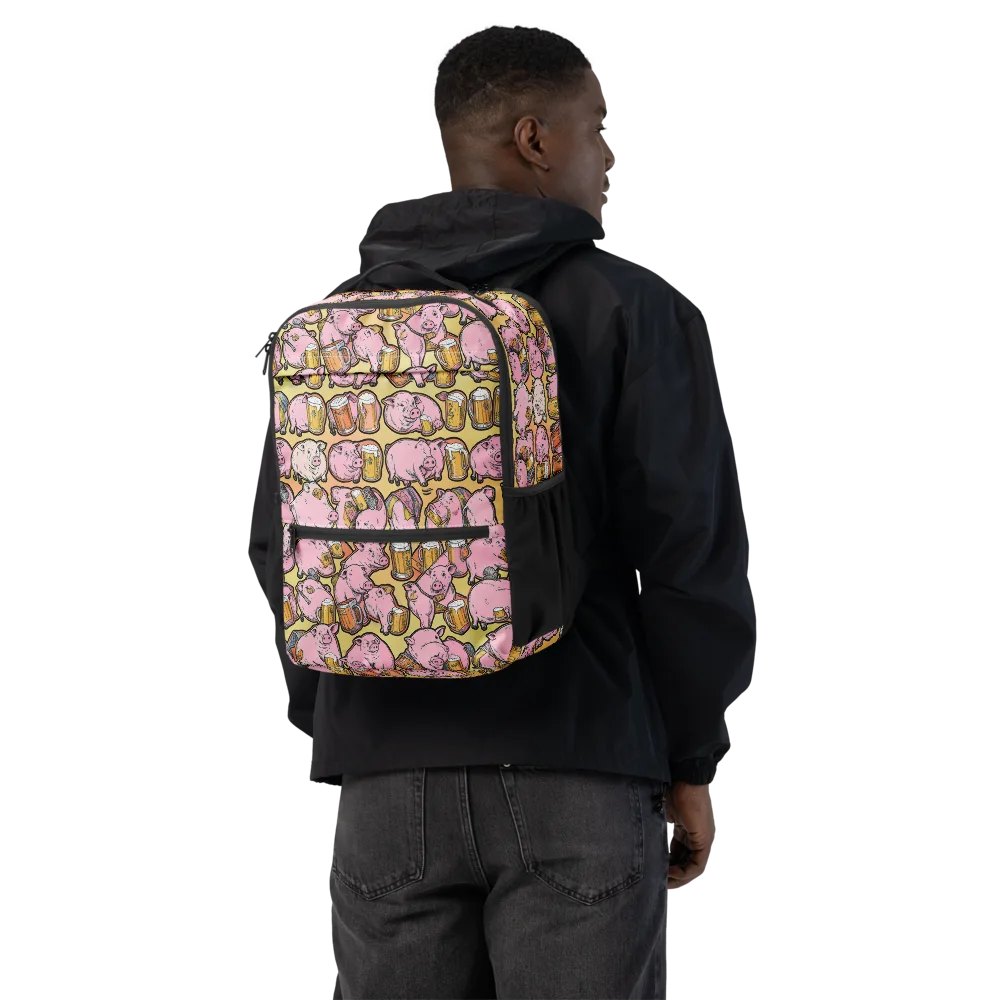 Brew And Oink on Utility Backpack — Back
