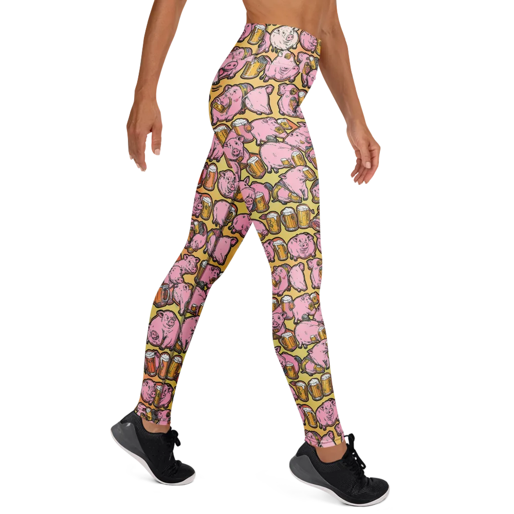 Brew And Oink on Yoga Leggings — Right