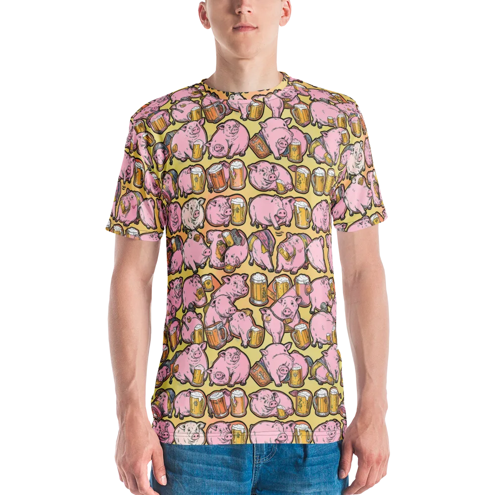 Brew And Oink on Men's Crew Neck T-Shirt — Front