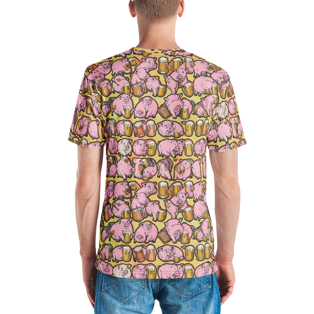 Brew And Oink on Men's Crew Neck T-Shirt — Back